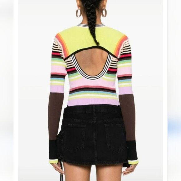 CHRISTOPHER JOHN ROGERS | Racer Front Bodysuit with Bolero stripes sz L - Picture 4 of 10